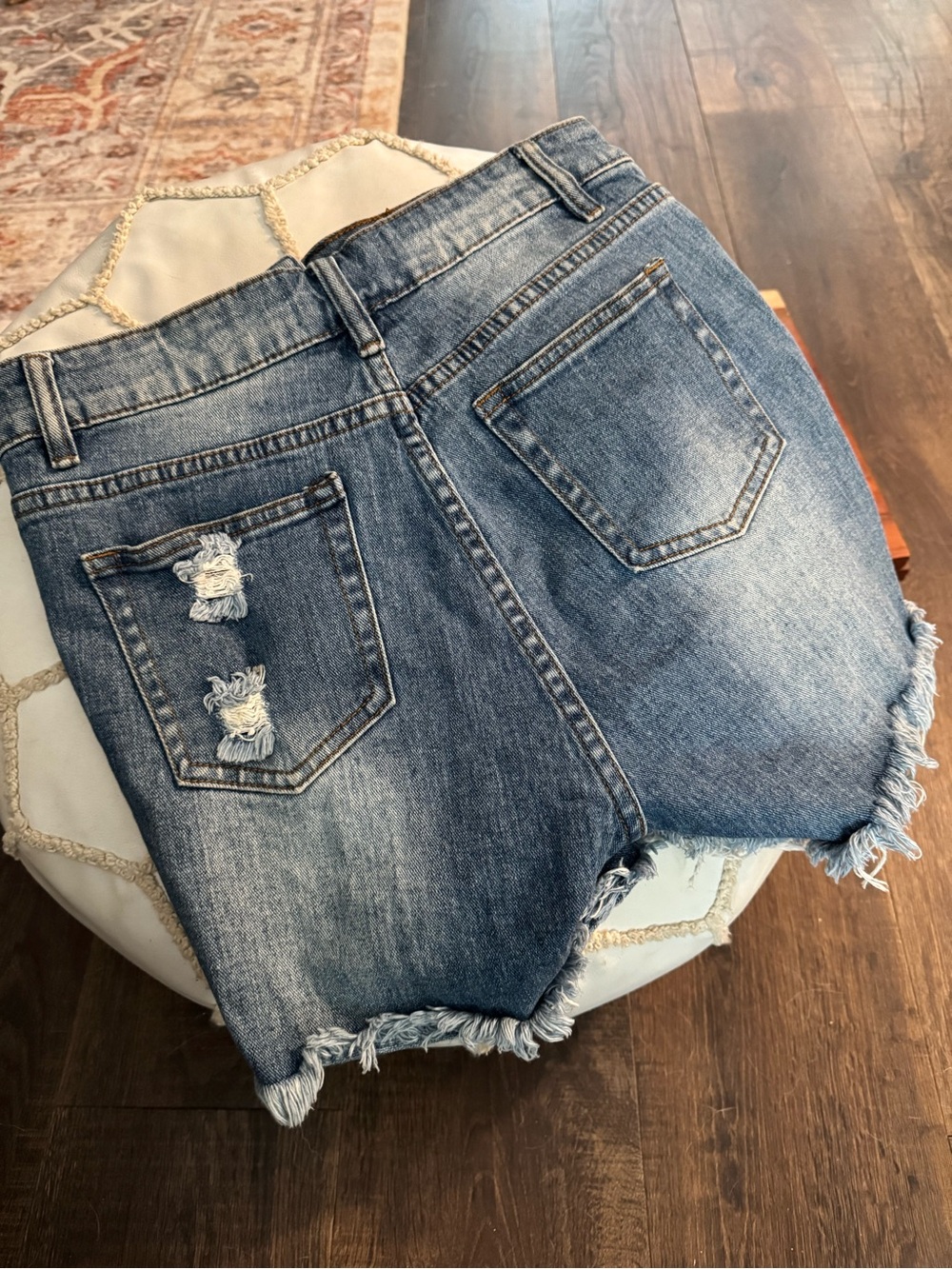Los Angeles Distressed Blue Denim Shorts - Picture 2 of 7
